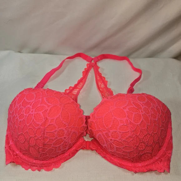 PINK Victoria's Secret Neon Pink Lace Bra - Picture 7 of 8